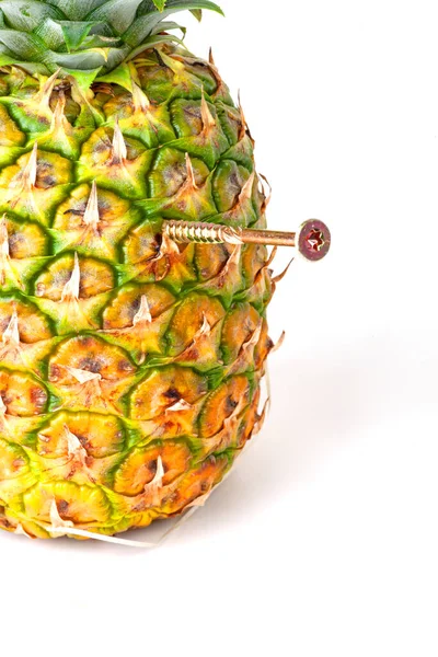 Ananas Schroef Witte Achtergrond — Stockfoto