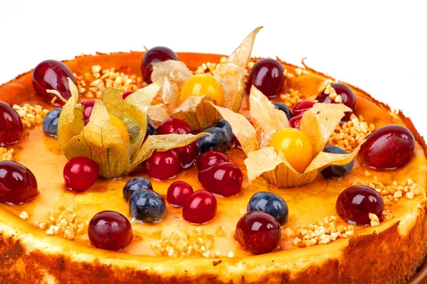 Sehr Leckerer Obstkuchen Mit Früchten — Stockfoto