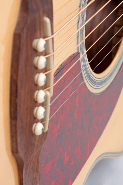 Una Nueva Guitarra Acústica Cerca — Foto de Stock