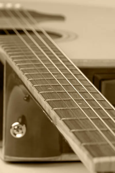 Nueva Guitarra Acústica Cerca — Foto de Stock