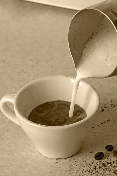 Kopp Kaffe Med Mjölk — Stockfoto