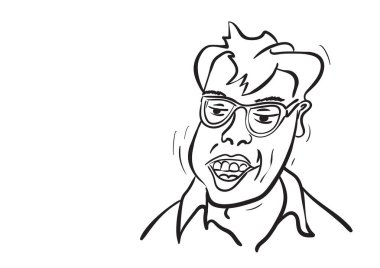 Beyaz karikatürdeki adam.