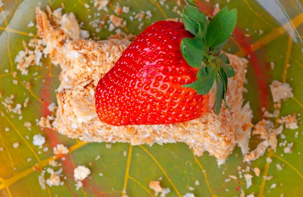 新鲜美味的草莓蛋糕 — 图库照片