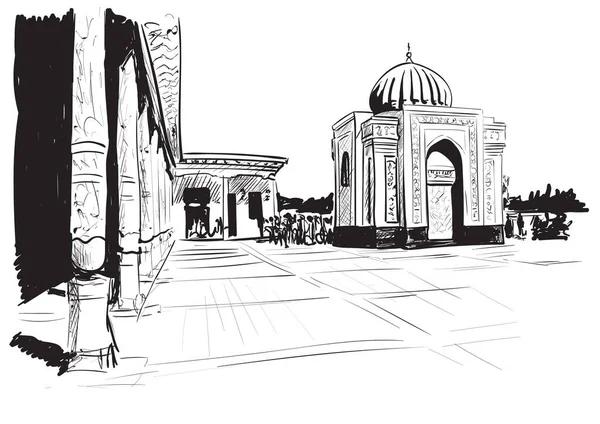 Kreslit Velmi Starou Architekturu Uzbekistánu — Stockový vektor