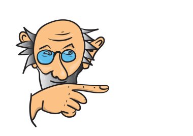  Mesafeyi gösteren gözlüklü kişi