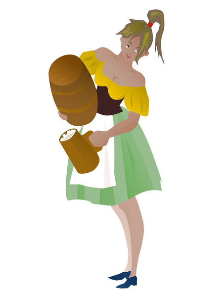  the waiter carries a glass of beer