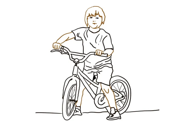 Ein Kleines Kind Auf Einem Fahrrad — Stockvektor