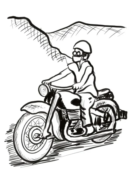 Una Persona Montando Una Motocicleta Vieja —  Fotos de Stock