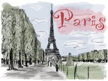 Güneşli bir günde Paris 'te Eyfel Kulesi