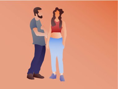 Güneşli bir günde kumsalda bir çift