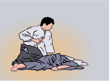 Aikido her gün, spor erkekler tatami 'de.