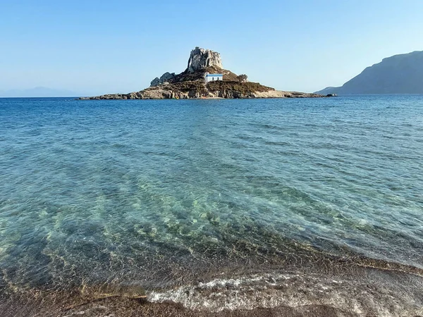 Pohled Ostrůvek Kastri Malou Kaplí Kefalosu Ostrově Kos Řecku — Stock fotografie
