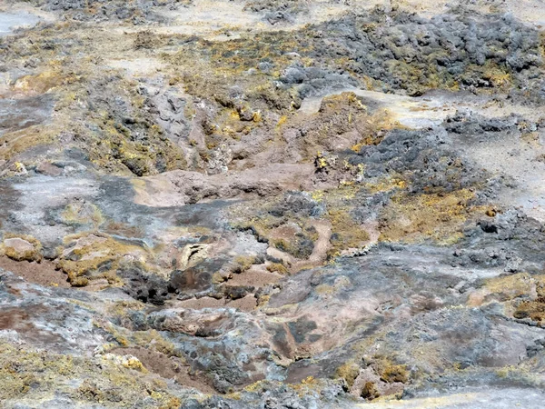 Gros Plan Sur Soufre Toxique Fond Cratère Volcanique Sur Île — Photo