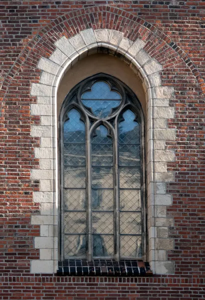 Bella Grande Finestra Arco Nel Muro Mattoni Del Duomo Riga — Foto Stock