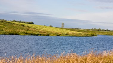Yeşil alanlar ile nehir manzara