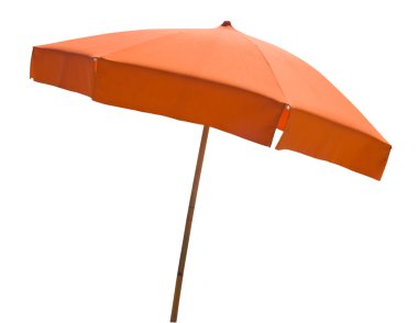 Orange beach umbrella isolated on white clipart