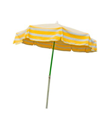 beyaz izole sarı ve gri plaj şemsiye