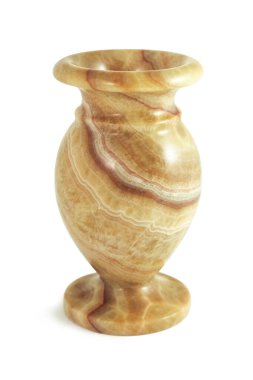 Marble onyx vase isolated in white background. Clipping path included.