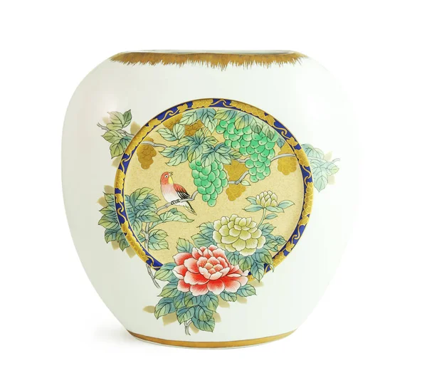 Chinese Vase Isolated White Background Clipping Path Included — Fotografia de Stock