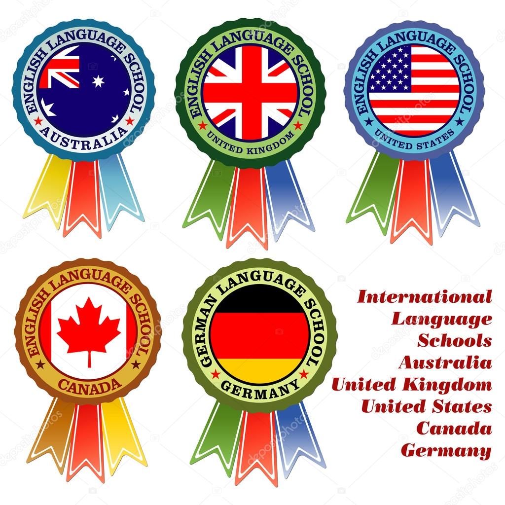Logos for international language schools