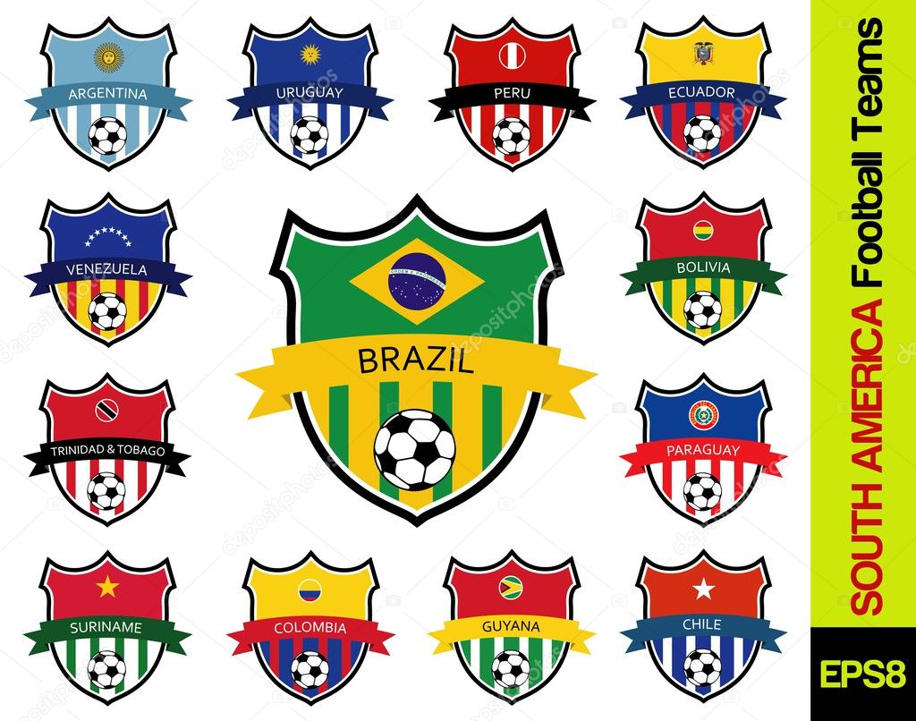 Vector football emblems of south america countries