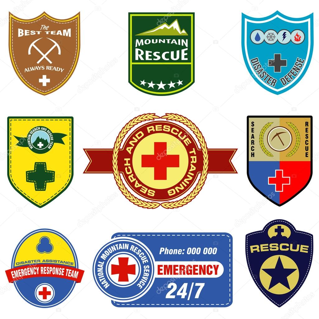 Vectoral search and rescue themed labels
