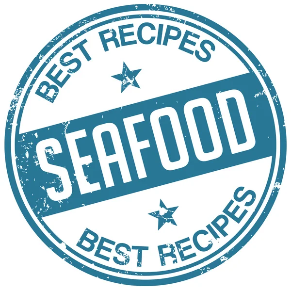 Seafood receitas selo —  Vetores de Stock