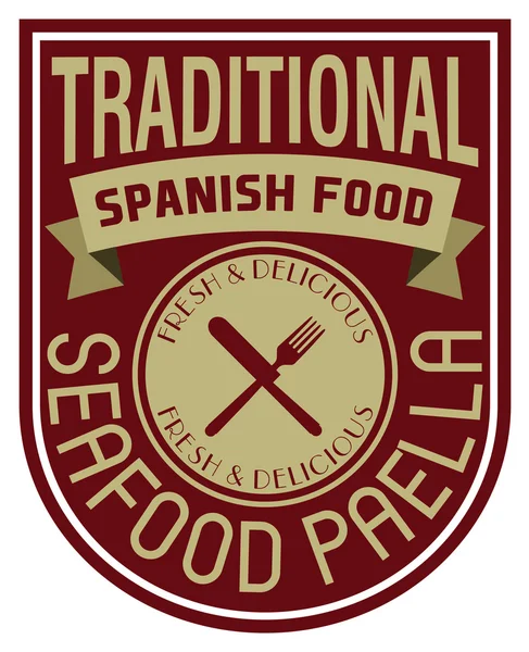 Spanish paella label — Stock Vector