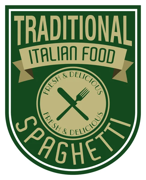 Olasz spagetti címke — Stock Vector