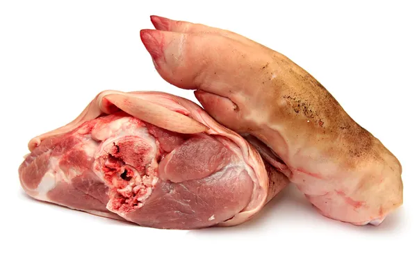 Rå färsk kött, skinka och fläsk ben — Stockfoto