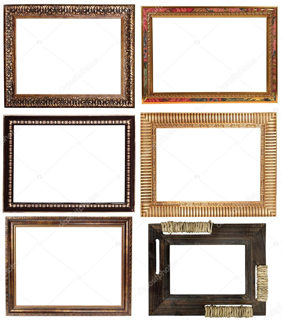 Set of six vintage frames isolated