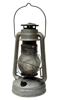 Beyaz arkaplanda izole edilmiş eski gaz lambası .