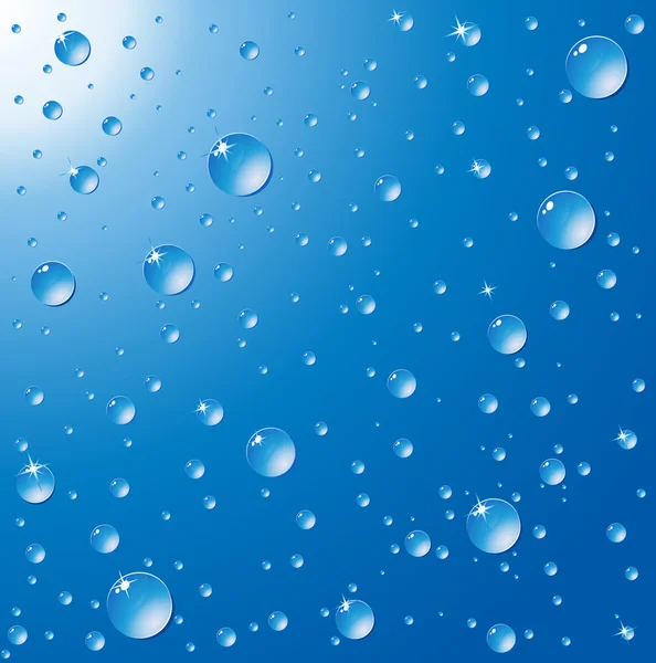 Yağmur damlaları ile ıslak cam. vektör çizim. güneş ışığı — Stok Vektör