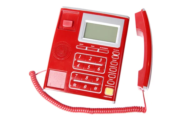 Festnetztelefon aus Kunststoff mit isolierten Tasten auf weißem Hintergrund. — Stockfoto