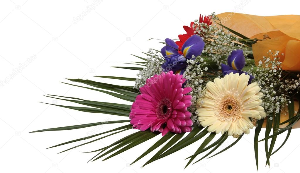 Bouquet with gerberas isolated on a white background.