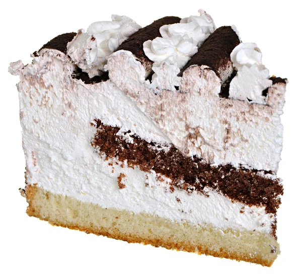 Torta con panna montata e sfondo bianco cioccolato — Foto Stock