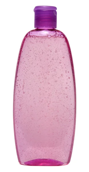 Пластикова пляшка з рідким милом на білому тлі. шампунь — стокове фото