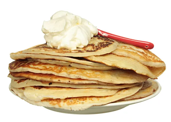 Pile of pancakes isolated on white background — Stock Photo, Image
