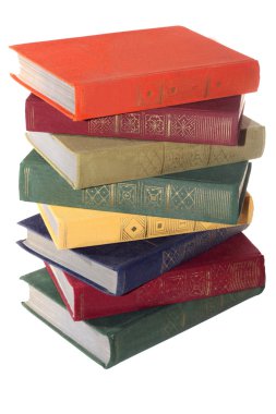 yığın, eski izole beyaz kitaplar