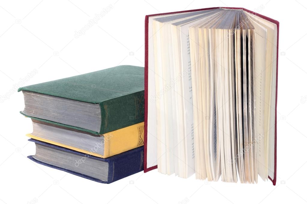 Stack of Old books isolated white