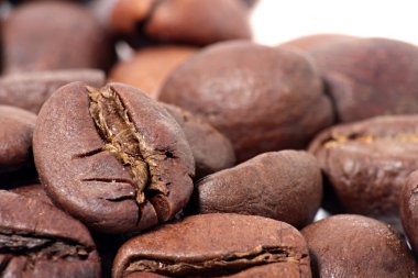 kahve çekirdekleri beyaz zemin üzerine izole.