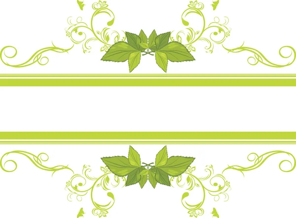 Ornamental frame with green leaves — Stock Vector