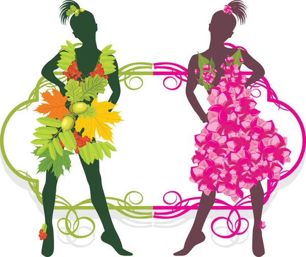 Summer and autumn girls. Fashion collection — Stock Vector