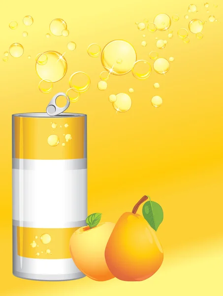 Aluminum can with fruit lemonade — Stock Vector