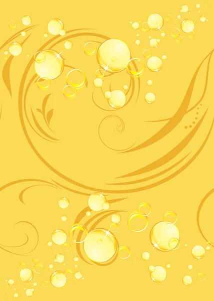 Burbujas amarillas en el fondo decorativo — Vector de stock