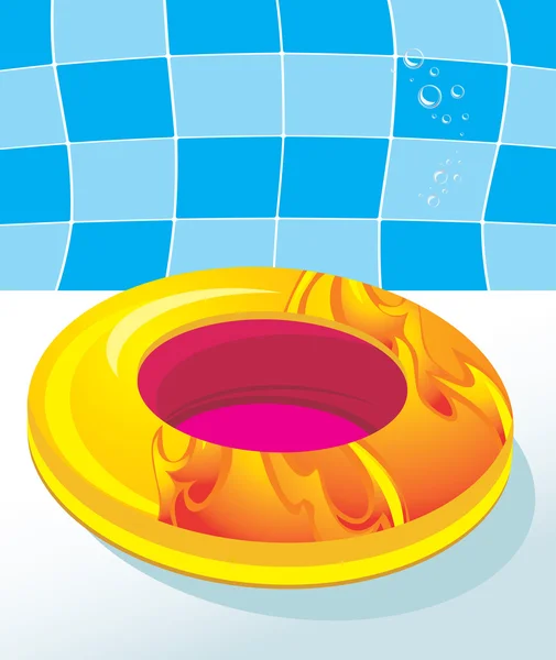 Colchón de natación para niños junto a la piscina — Vector de stock