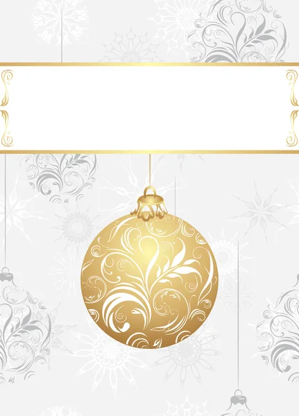 Ornamental Christmas ball on the background with snowflakes — Stock Vector