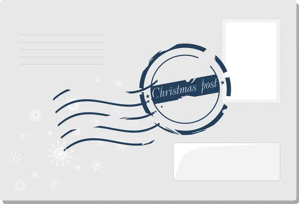 Enveloppe de Noël avec timbre-poste — Image vectorielle
