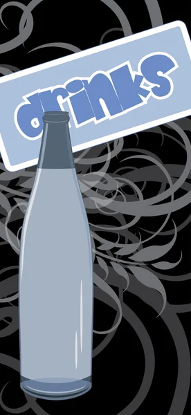 Botella de vino sobre fondo ornamental — Vector de stock