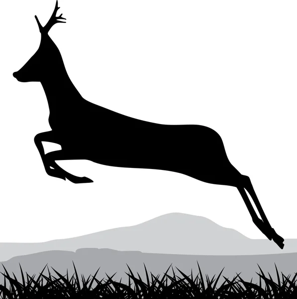 Silueta de un ciervo corriendo — Vector de stock